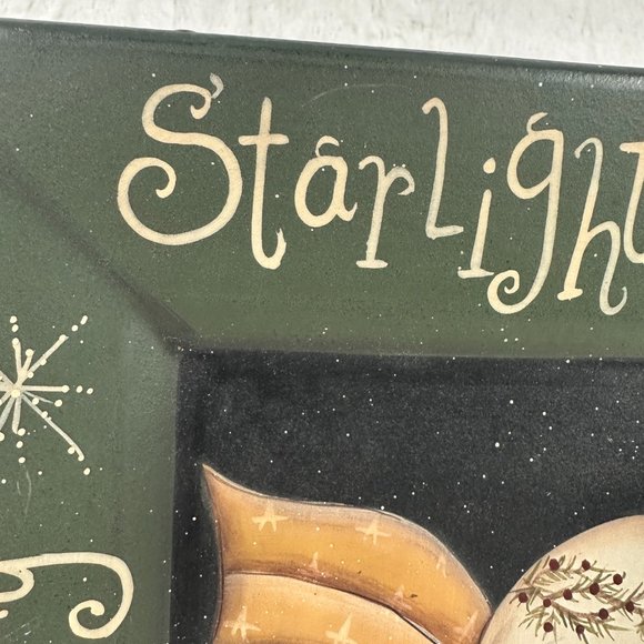 The Hearthside Collection Starlight Delivery Snow Express Primitive Plate Wood - Picture 3 of 8